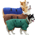 AZPaws microfiber dog bathrobe in 5 colors blue yellow gray chocolate green quick dry pet drying robe | AZPaws