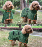 Quick dry microfiber dog bathrobe towel coat wrapping wet golden retriever after bath | AZPaws