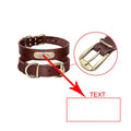 Personalized dog collar in dark red leather with gold nameplate - medium to large sizes - AZPaws