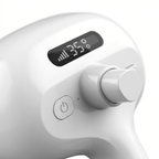 Close-up of LED battery indicator and mist dial on electric dog deshedding brush-AZPaws
