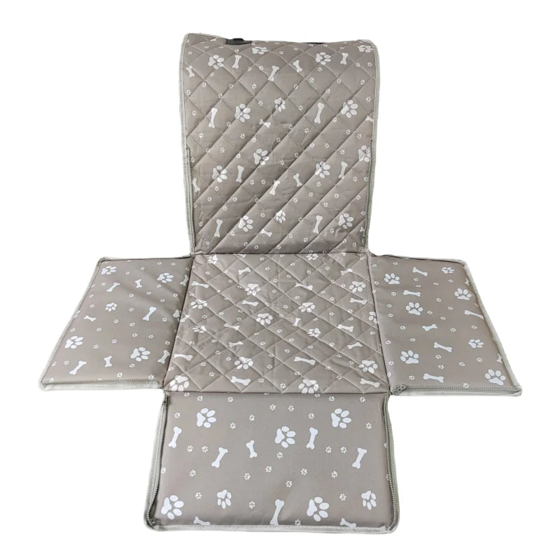 Waterproof pet car seat protector wiping clean after muddy dog jumps in after rainy walk | AZPaws