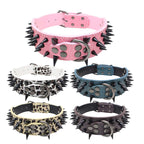 Collection of spiked dog collars in various colors on a white background-AZPaws