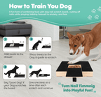 Dog scratch board for nails showing how to train a dog to file its front nails with treats