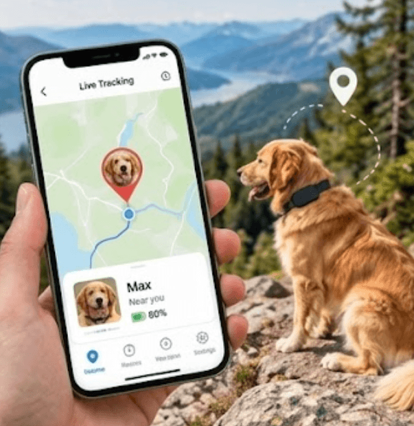 GPS pet tracker for dogs with smartphone location tracking