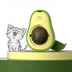 Avocado-shaped toy with a cat illustration on a white background - Avocado Catnip Ball for Cats - Best Interactive Dental Cleaning Toy