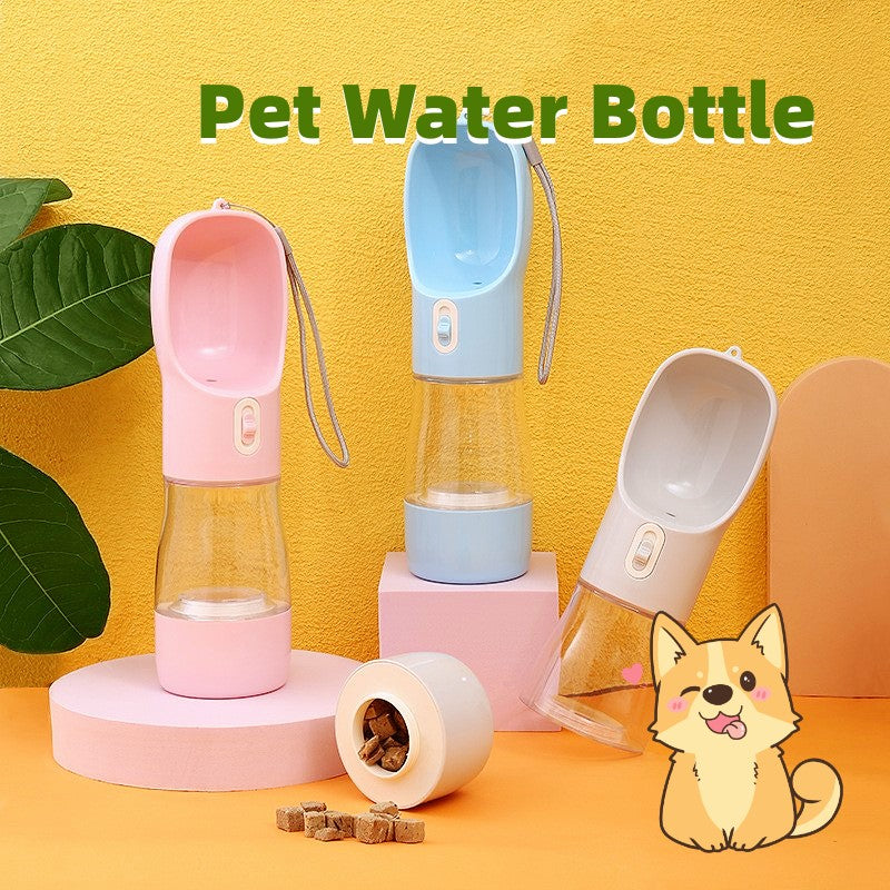 Portable Pet Water Bottle with Feeder Bow