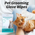 Pet grooming glove wipes with a cat and packaging on a white background