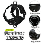 Black dog harness with features highlighted on a white background - AZPaws