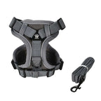 Gray dog harness with a leash on a white background -  AZPaws