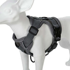 Gray dog harness on a mannequin with a white background- AZPaws