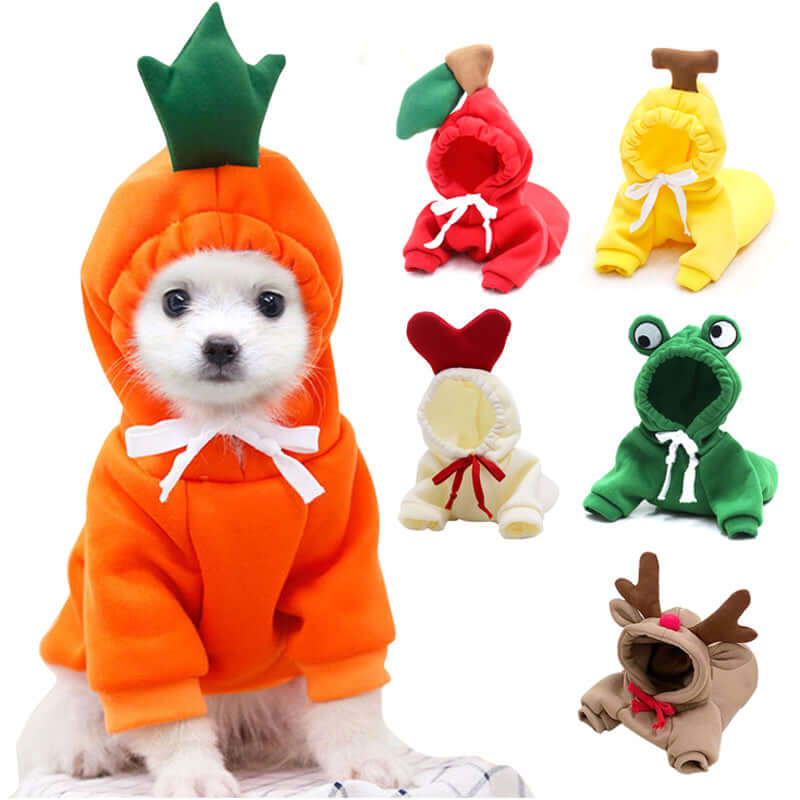 Cute fruit dog hoodie with fleece lining - warm winter clothes for small dogs Chihuahuas Yorkies - AZPaws
