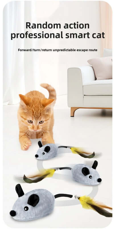 Cat toy set with mice and a cat on a white background- AZPaws