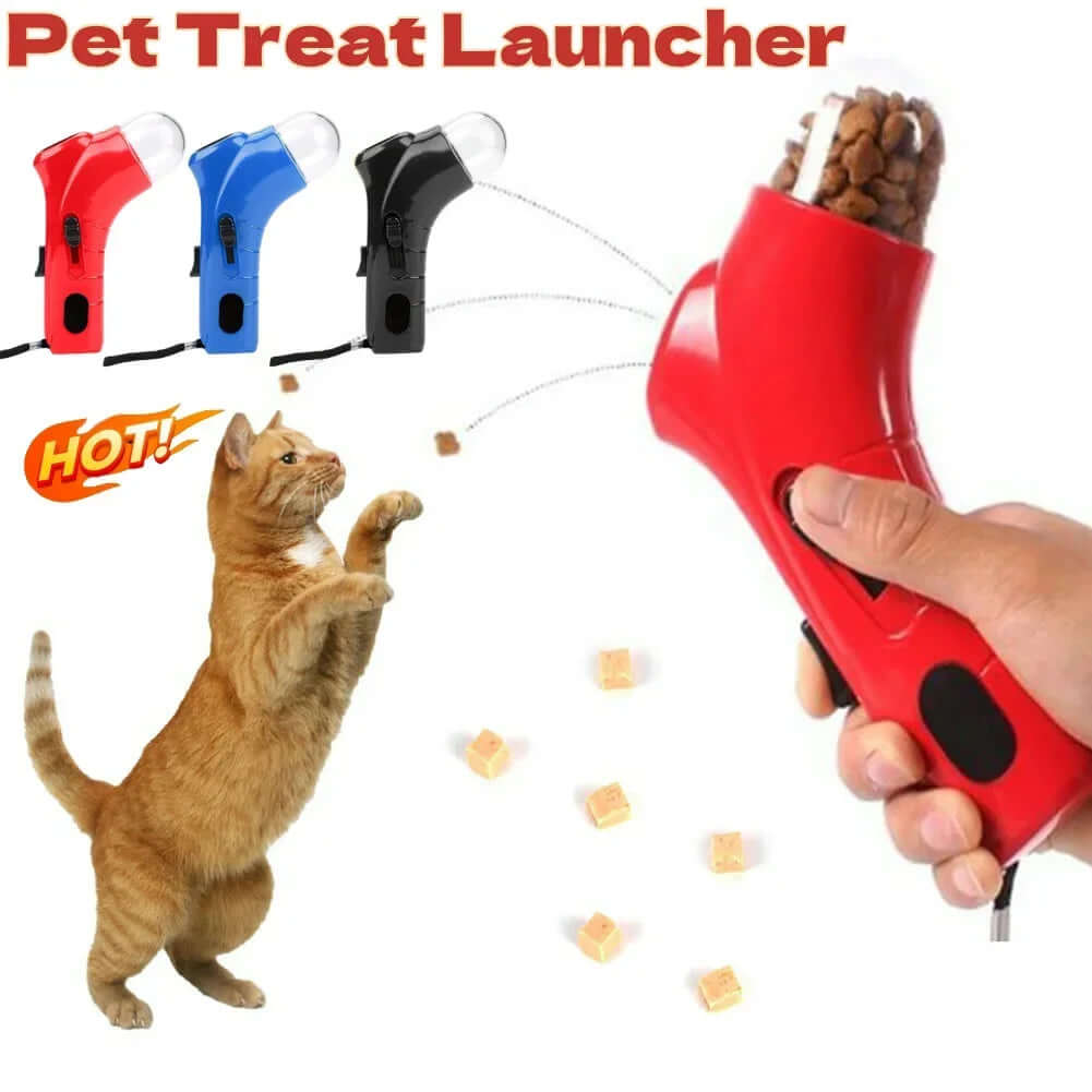 Fun pet treat launcher gun for interactive feeding and training