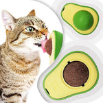 Avocado-shaped toy with a cat illustration on a white background - Avocado Catnip Ball for Cats - Best Interactive Dental Cleaning Toy