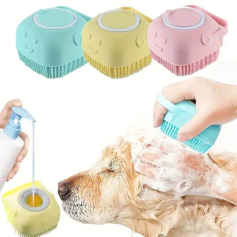 Silicone pet grooming brush for gentle dog and cat hair removal