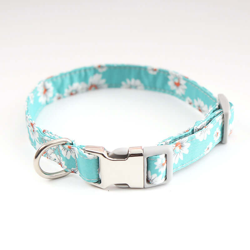Flower green adjustable pet collar - anti-crack durable dog collar - AZPaws