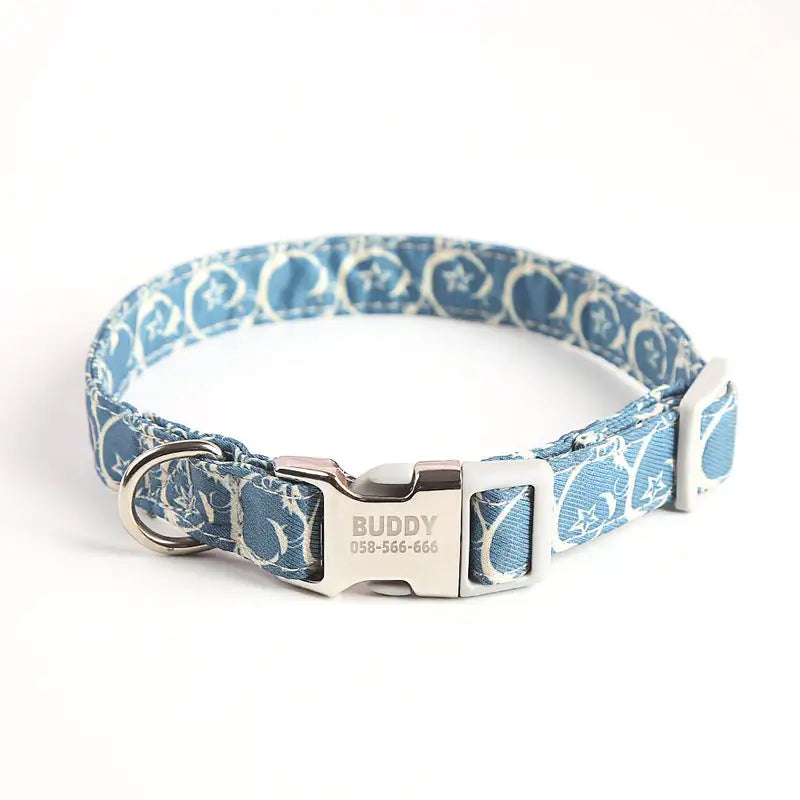 Cute colorful cotton dog collar with alloy buckle - adjustable pet collar - AZPaws