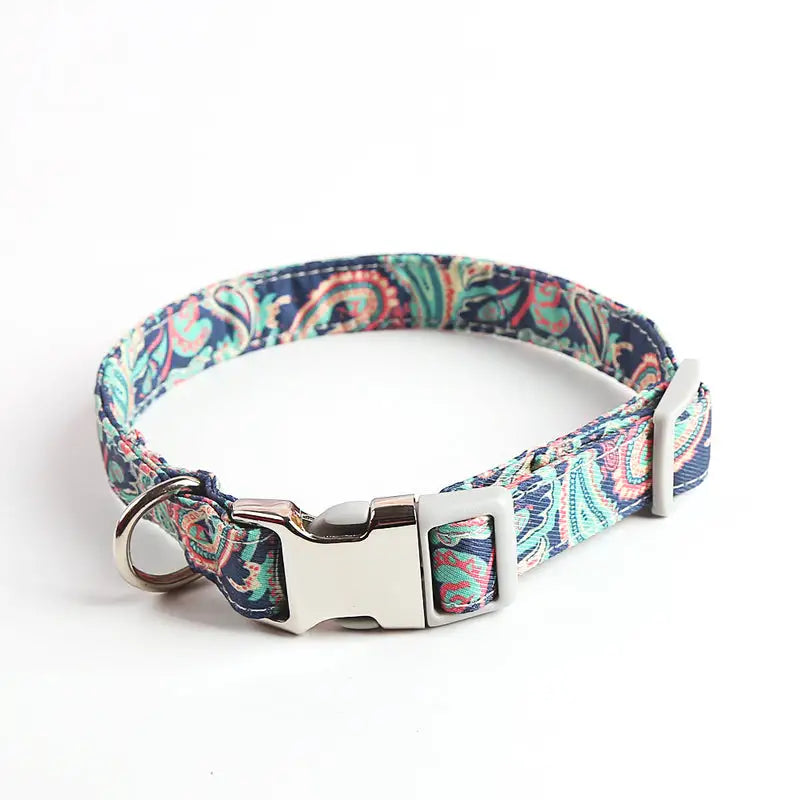 Solid green cotton dog collar - simple stylish design for all dog breeds - AZPaws
